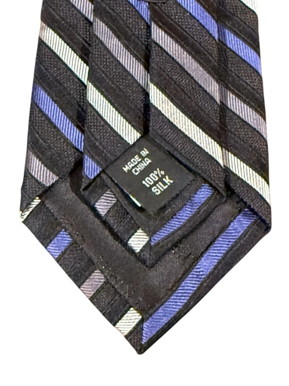 Classic Men’s Diagonal Stripe Tie in Black, Blue & Gray